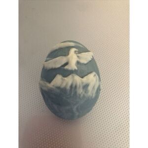 Design‎ Gifts Intern'l Blue/White Bird/Mountains Trinket Box Egg Shaped